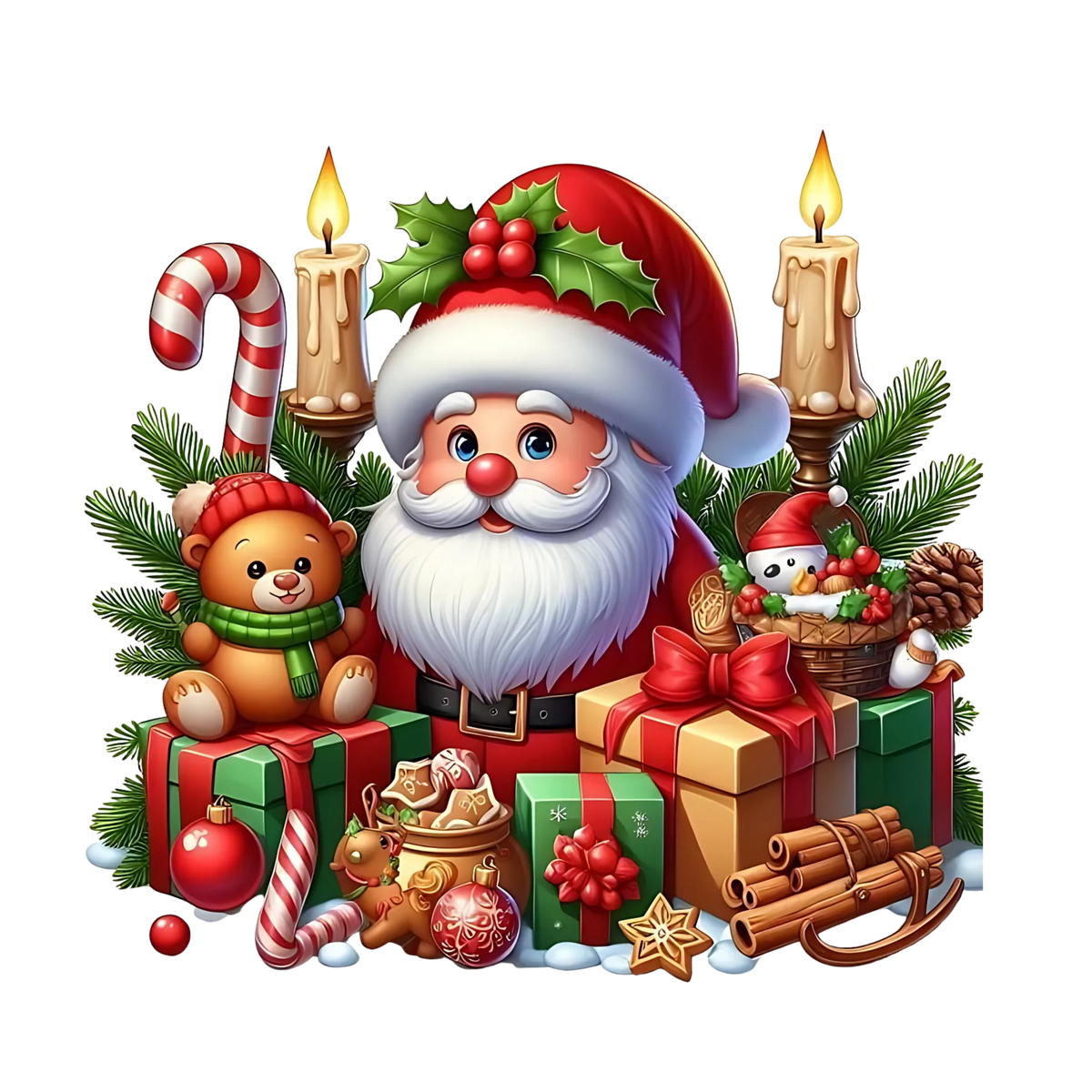 Cute illustrated Santa Christmas DTF transfer, pattern XMAS1514-5