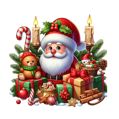 Cute illustrated Santa Christmas DTF transfer, pattern XMAS1514-5