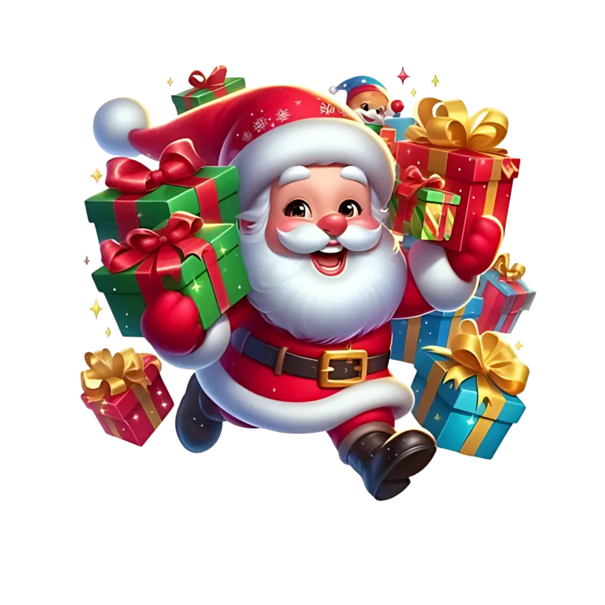 Cute illustrated Santa Christmas DTF transfer, pattern XMAS1514-6