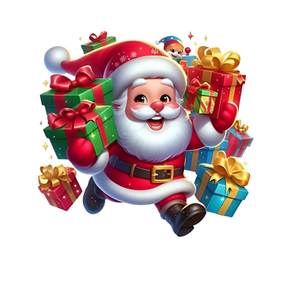 Cute illustrated Santa Christmas DTF transfer, pattern XMAS1514-6