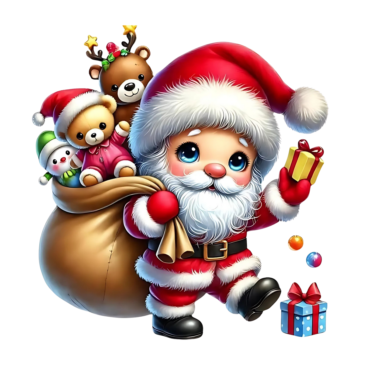 Cute illustrated Santa Christmas DTF transfer, pattern XMAS1514-8