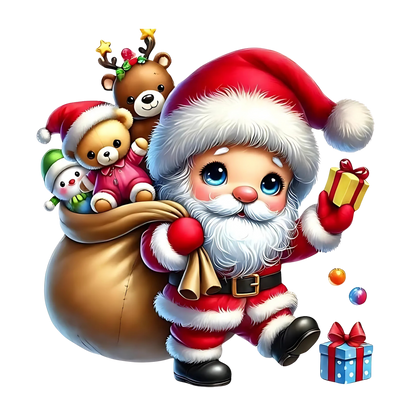 Cute illustrated Santa Christmas DTF transfer, pattern XMAS1514-8