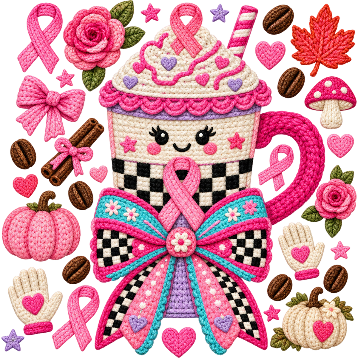 Breast Cancer Awareness Faux Yarn DTF Transfers – Ready to Press
