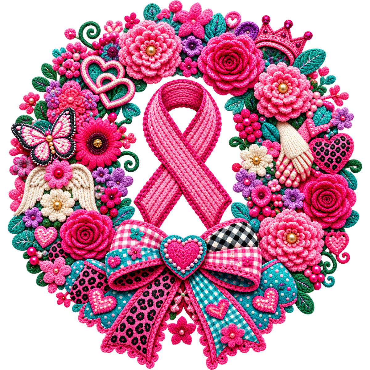 Breast Cancer Awareness Faux Yarn DTF Transfers – Ready to Press