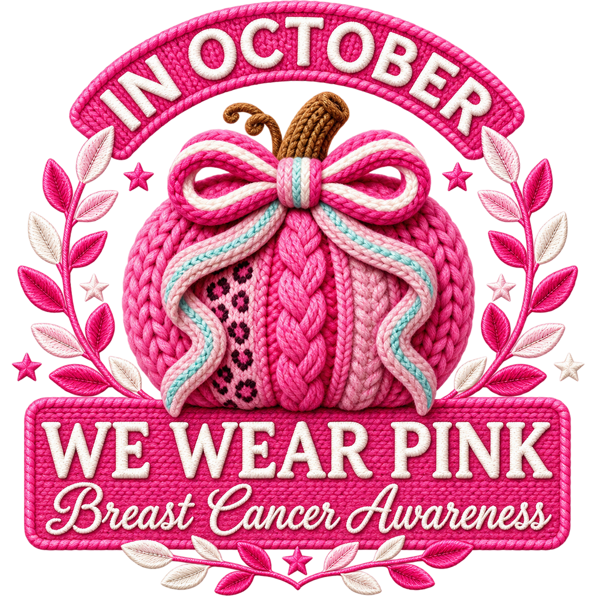 Breast Cancer Awareness Faux Yarn DTF Transfers – Ready to Press