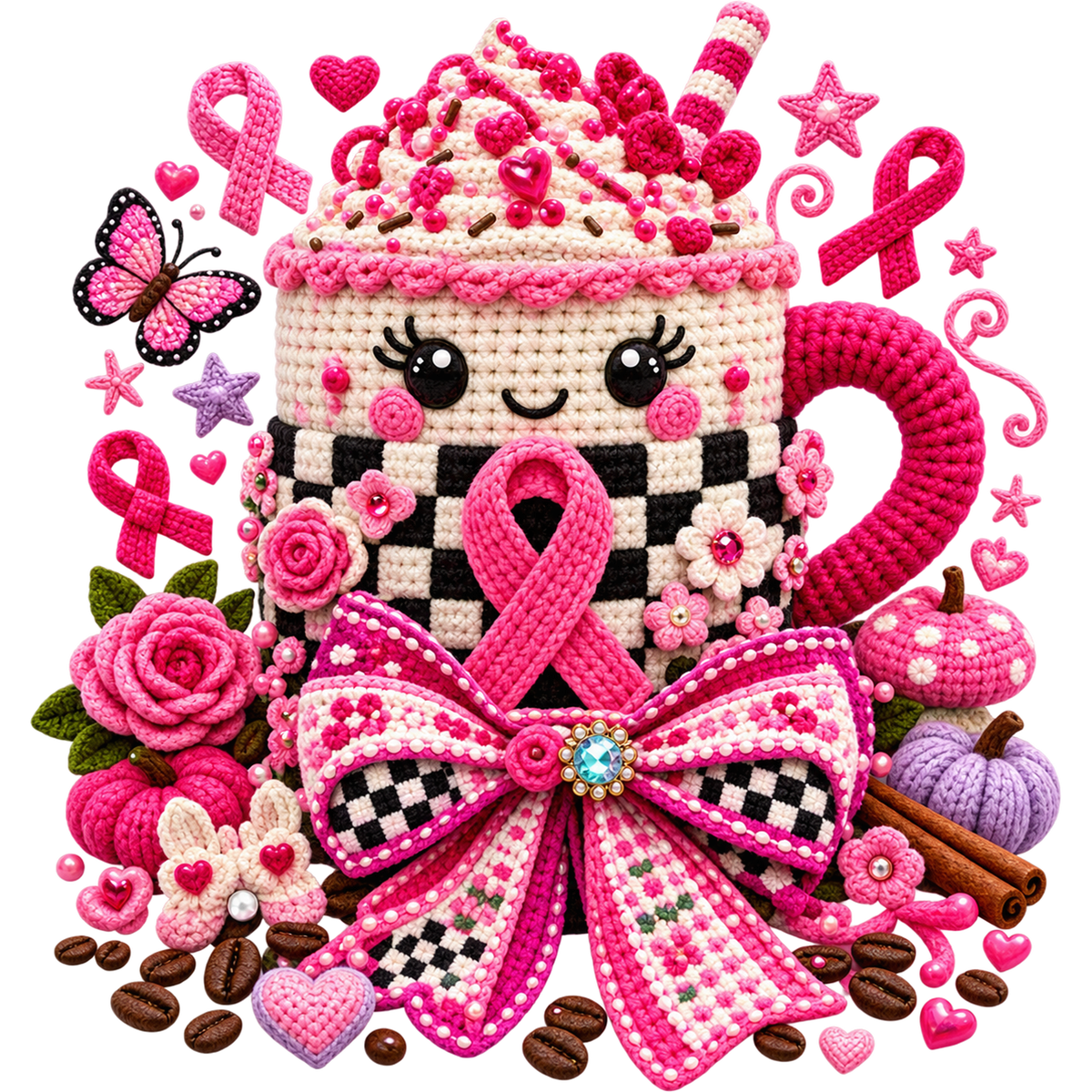 Breast Cancer Awareness Faux Yarn DTF Transfers – Ready to Press