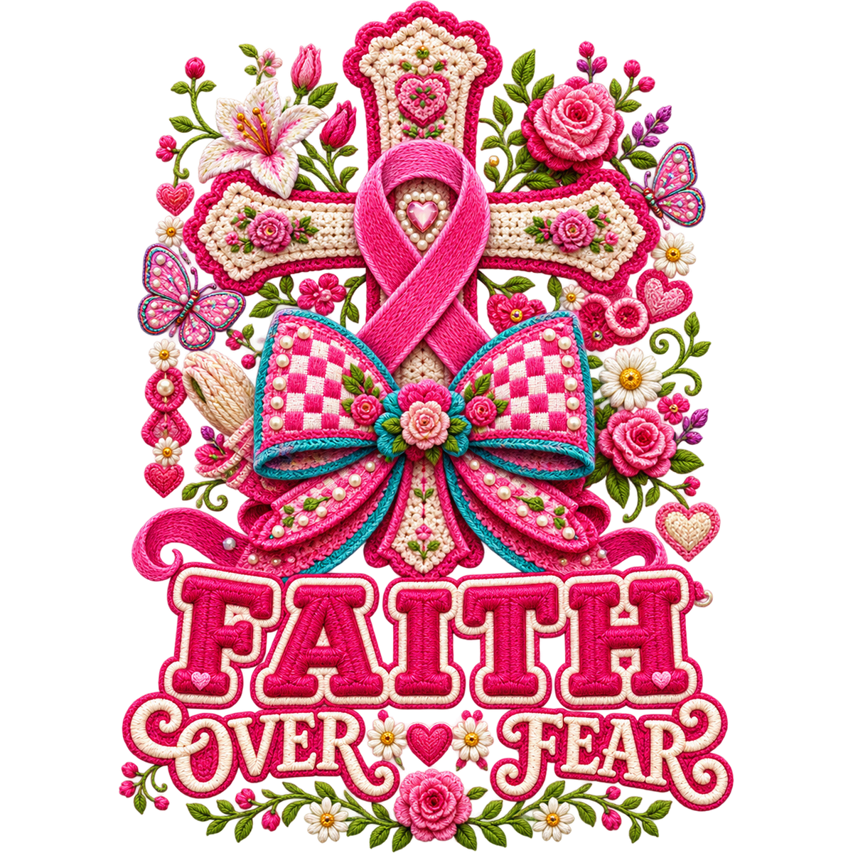 Breast Cancer Awareness Faux Yarn DTF Transfers – Ready to Press