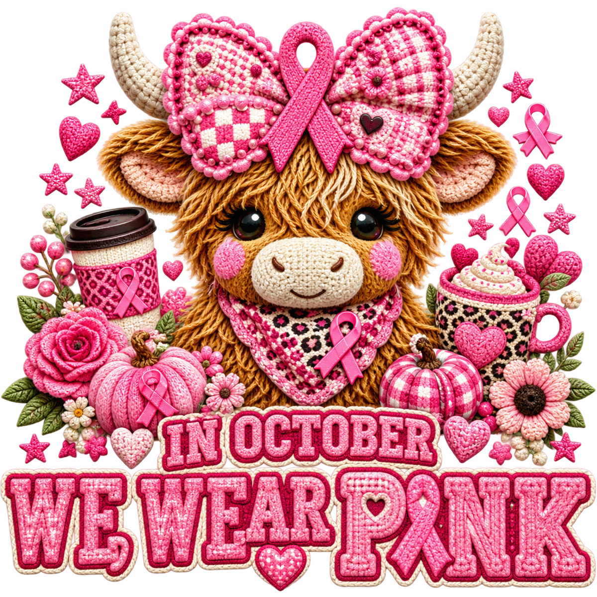 Breast Cancer Awareness Faux Yarn DTF Transfers – Ready to Press