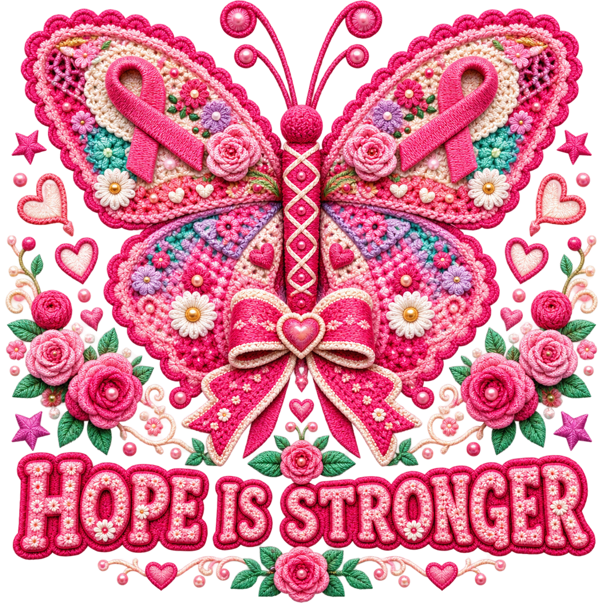 Breast Cancer Awareness Faux Yarn DTF Transfers – Ready to Press