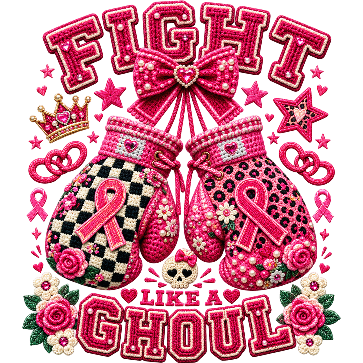 Breast Cancer Awareness Faux Yarn DTF Transfers – Ready to Press