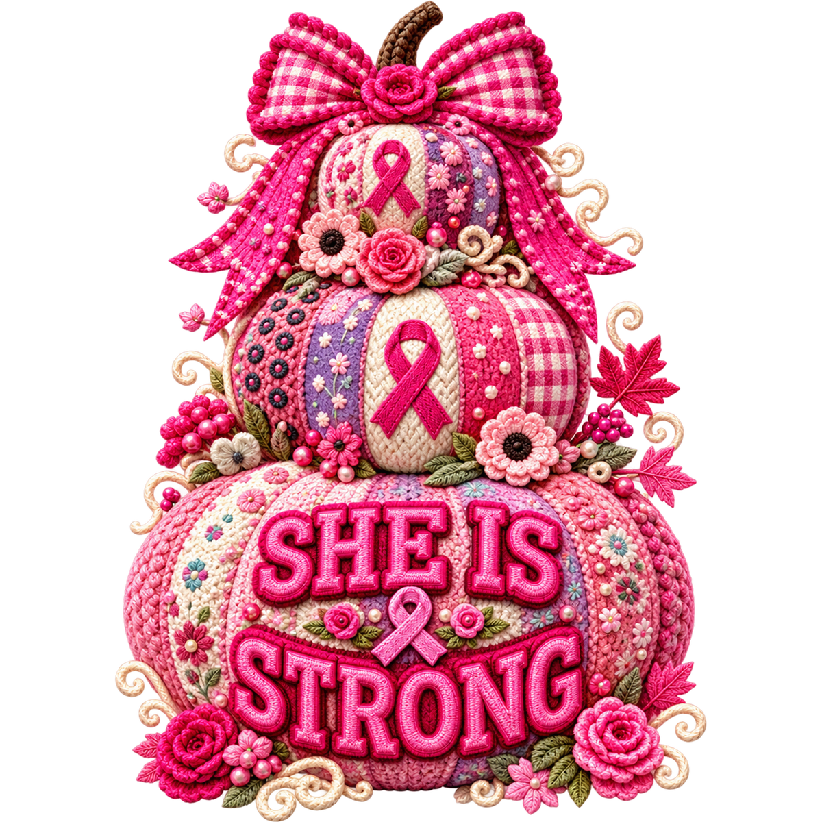 Breast Cancer Awareness Faux Yarn DTF Transfers – Ready to Press