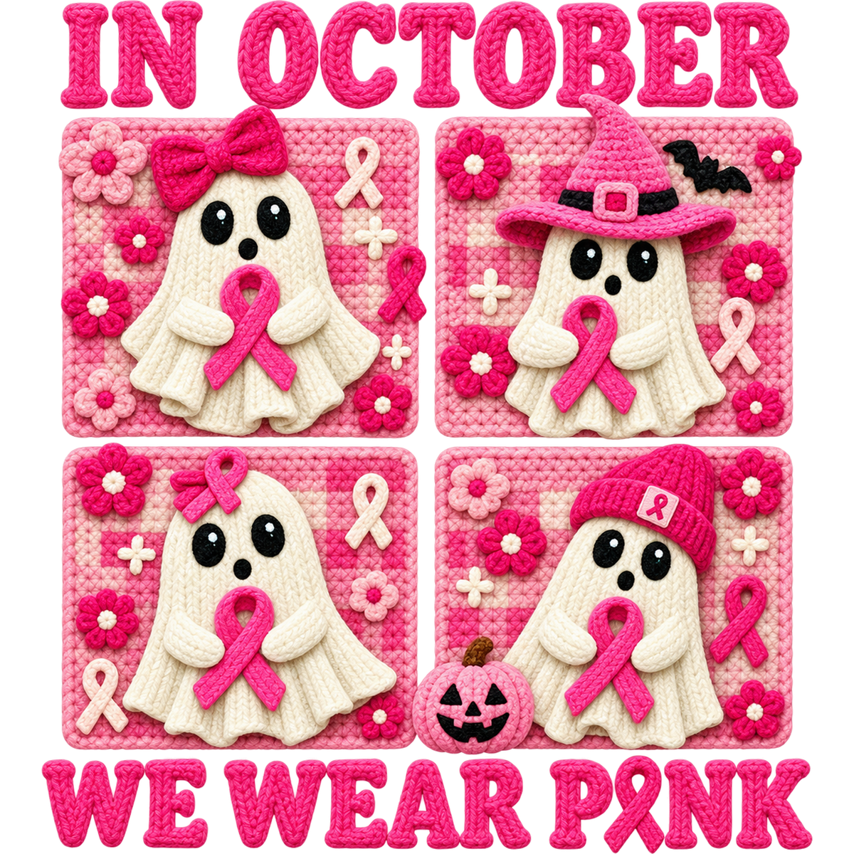 Breast Cancer Awareness Faux Yarn DTF Transfers – Ready to Press
