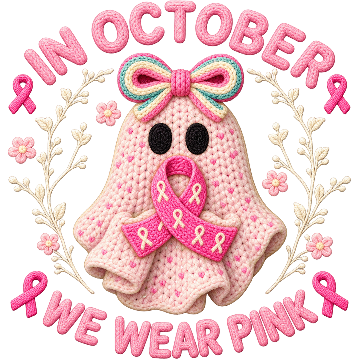 Breast Cancer Awareness Faux Yarn DTF Transfers – Ready to Press