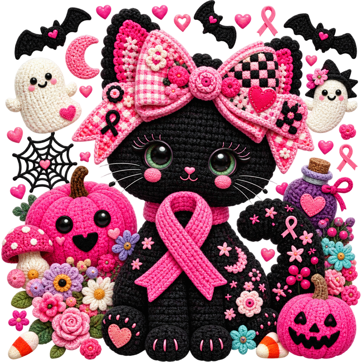 Breast Cancer Awareness Faux Yarn DTF Transfers – Ready to Press