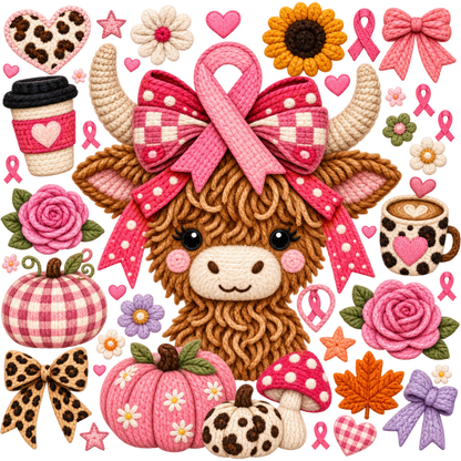 Breast Cancer Awareness Faux Yarn DTF Transfers – Ready to Press