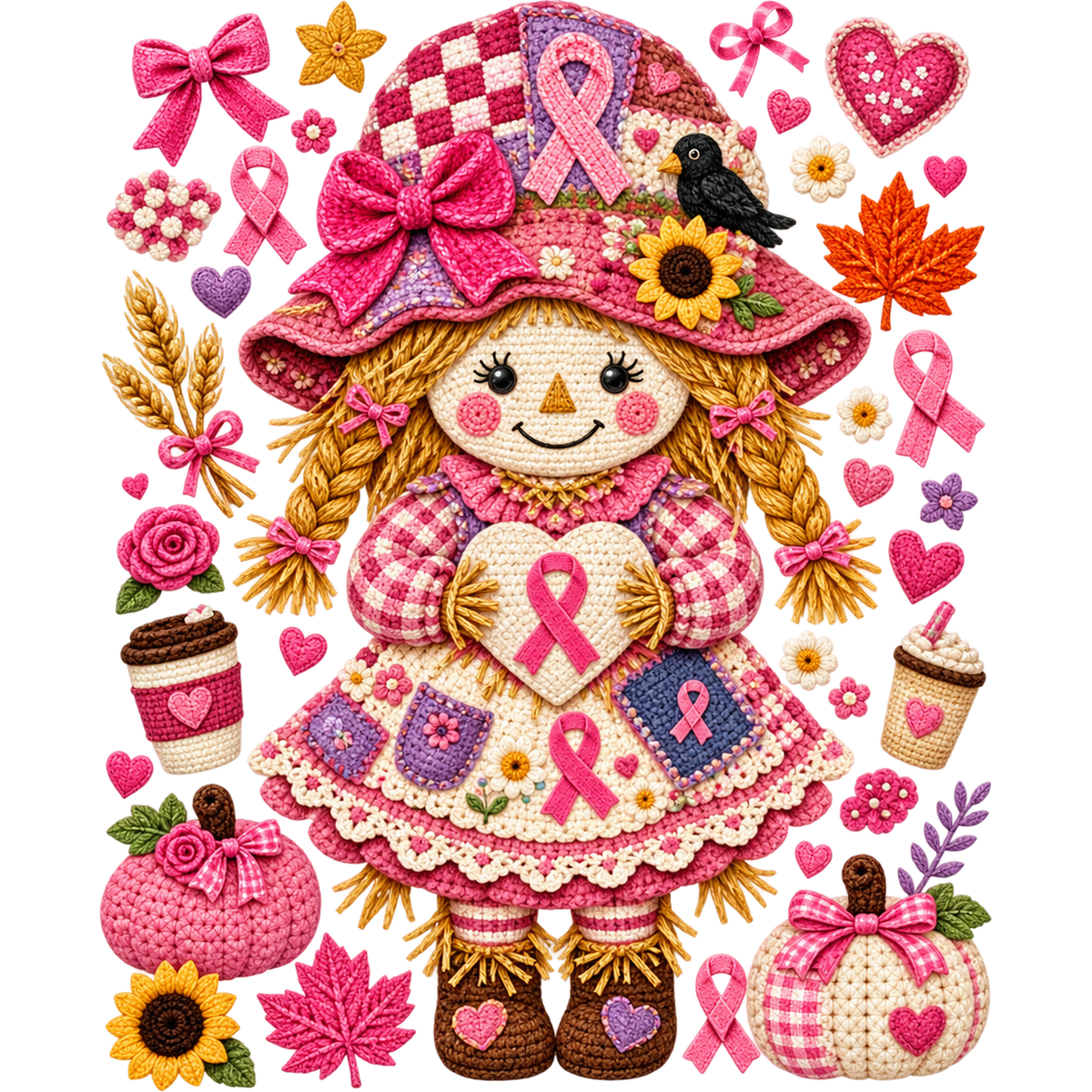 Breast Cancer Awareness Faux Yarn DTF Transfers – Ready to Press