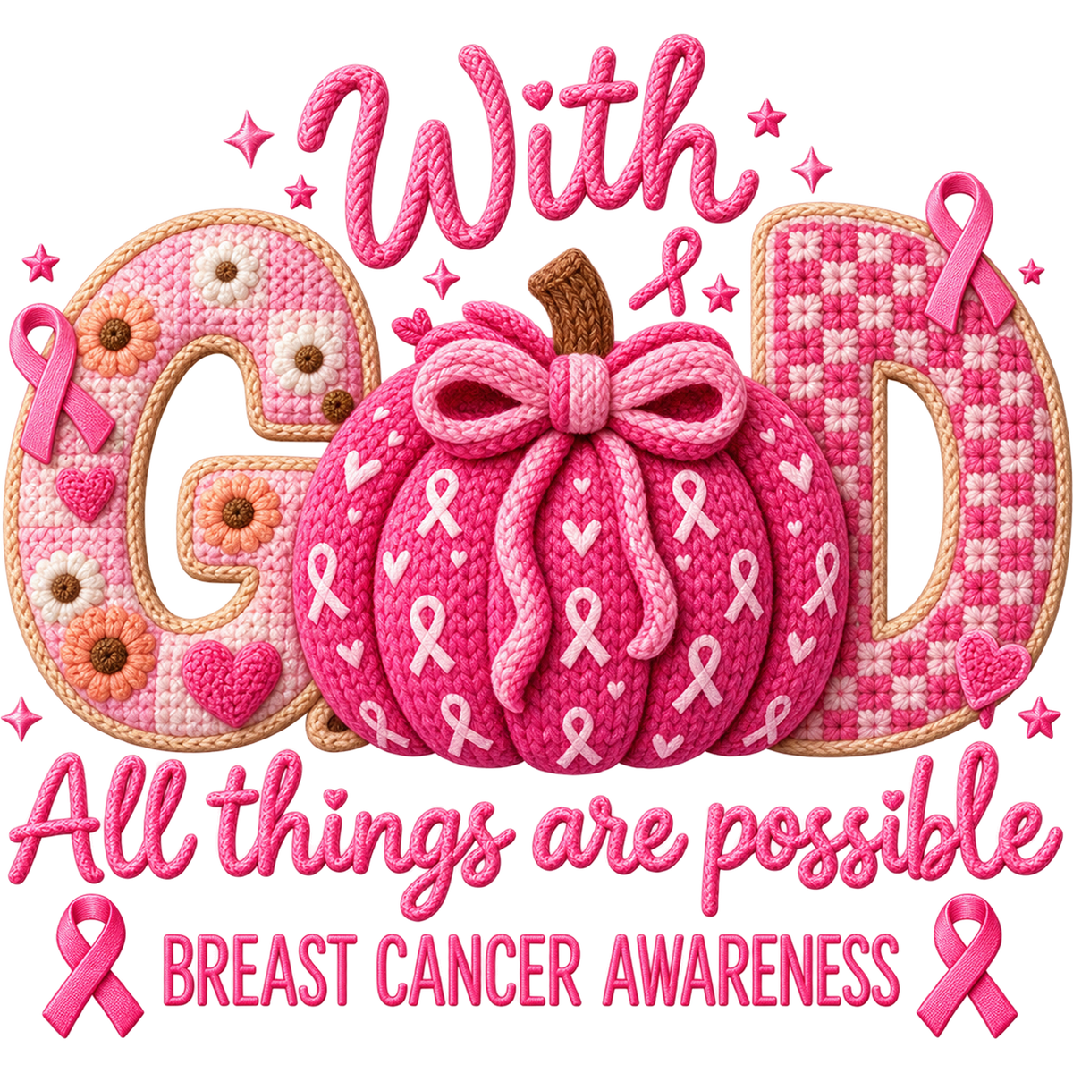 Breast Cancer Awareness Faux Yarn DTF Transfers – Ready to Press