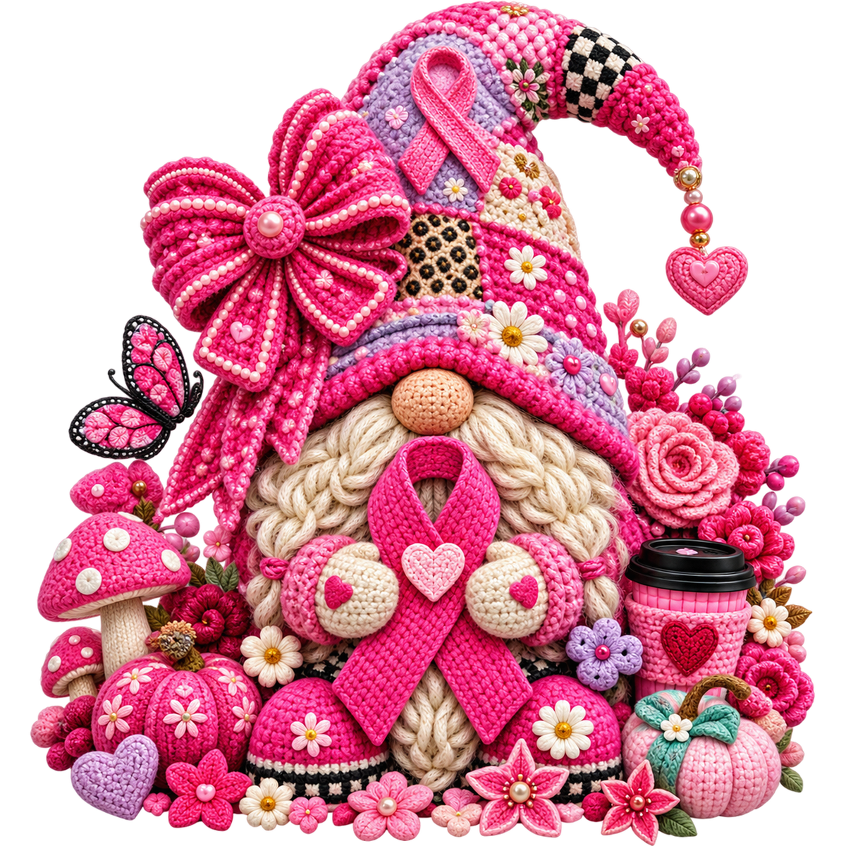 Breast Cancer Awareness Faux Yarn DTF Transfers – Ready to Press