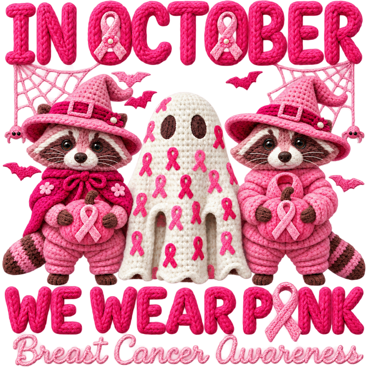 Breast Cancer Awareness Faux Yarn DTF Transfers – Ready to Press