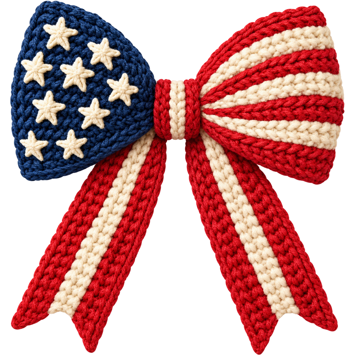 Y17 – Patriotic Red, White & Blue Bow Faux Yarn DTF Transfers