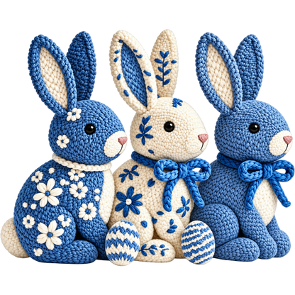 Y18 – Easter Bunny, Egg & Bow Faux Yarn DTF Transfers