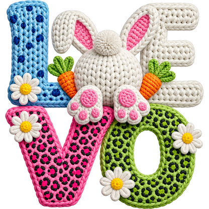 Y19 – Easter Bunny, Egg & Bow Faux Yarn DTF Transfers