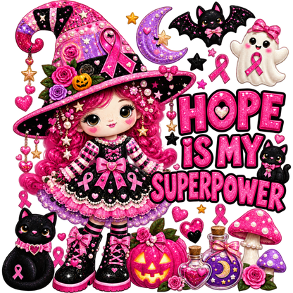 Pattern Y2-10 pink ribbon and faux crochet collection DTF transfer
