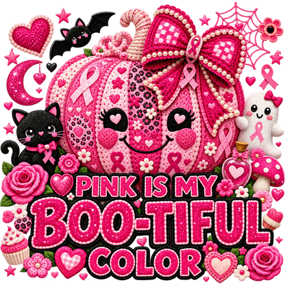 Pattern Y2-12 pink ribbon and faux crochet collection DTF transfer