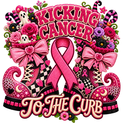 Pattern Y2-14 pink ribbon and faux crochet collection DTF transfer