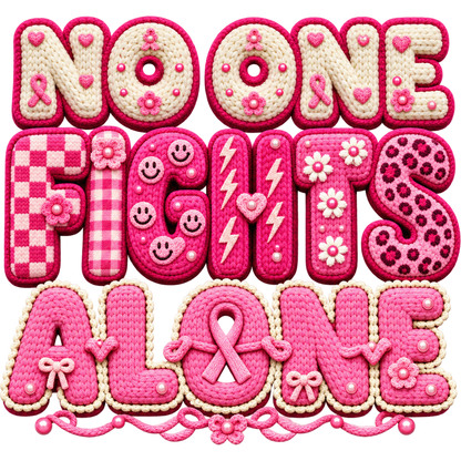 Pattern Y2-15 pink ribbon and faux crochet collection DTF transfer