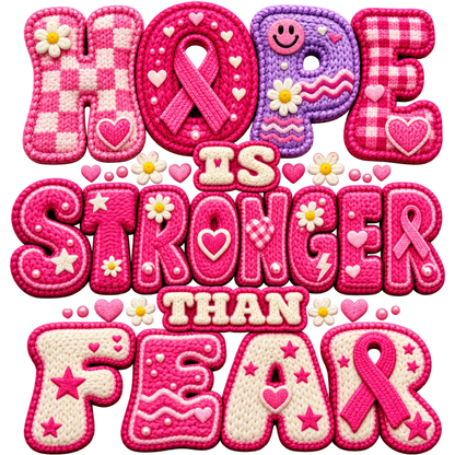Pattern Y2-17 pink ribbon and faux crochet collection DTF transfer