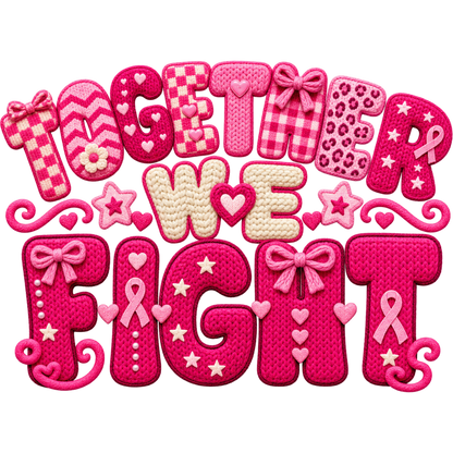 Pattern Y2-22 pink ribbon and faux crochet collection DTF transfer