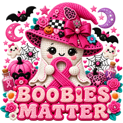 Pattern Y2-6 pink ribbon and faux crochet collection DTF transfer