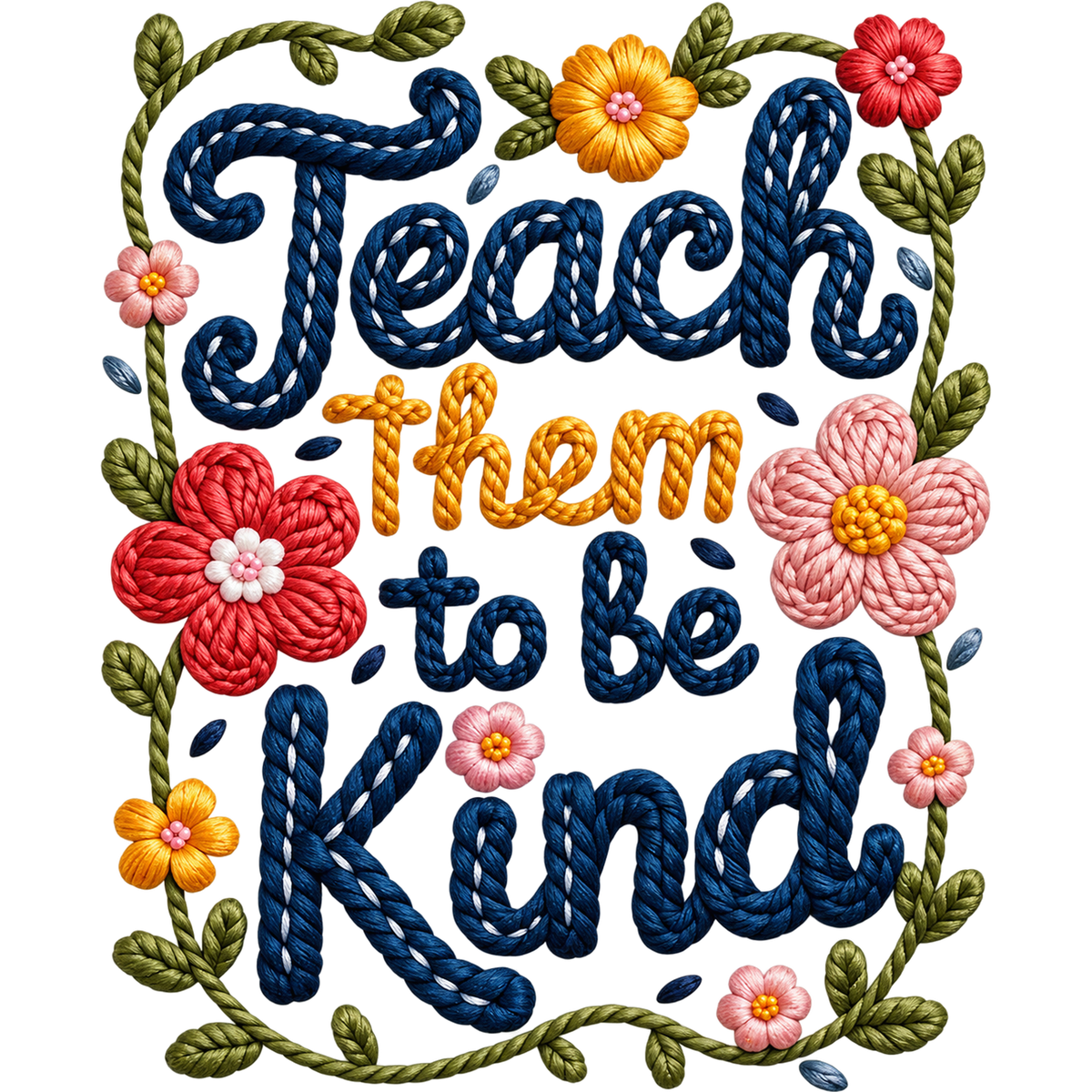 Y28 – Teacher Kindness & Coffee Faux Yarn DTF Transfers