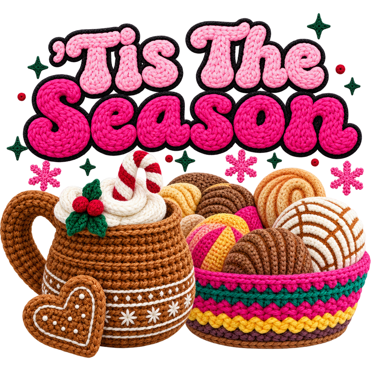 Y3-1 – Christmas Concha & Cocoa Faux Yarn DTF Transfers