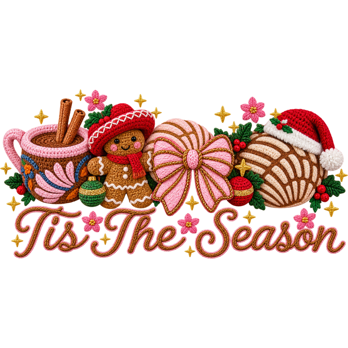 Y3-14 – Christmas Concha & Cocoa Faux Yarn DTF Transfers