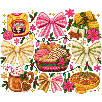 Y3-16 – Christmas Concha & Cocoa Faux Yarn DTF Transfers