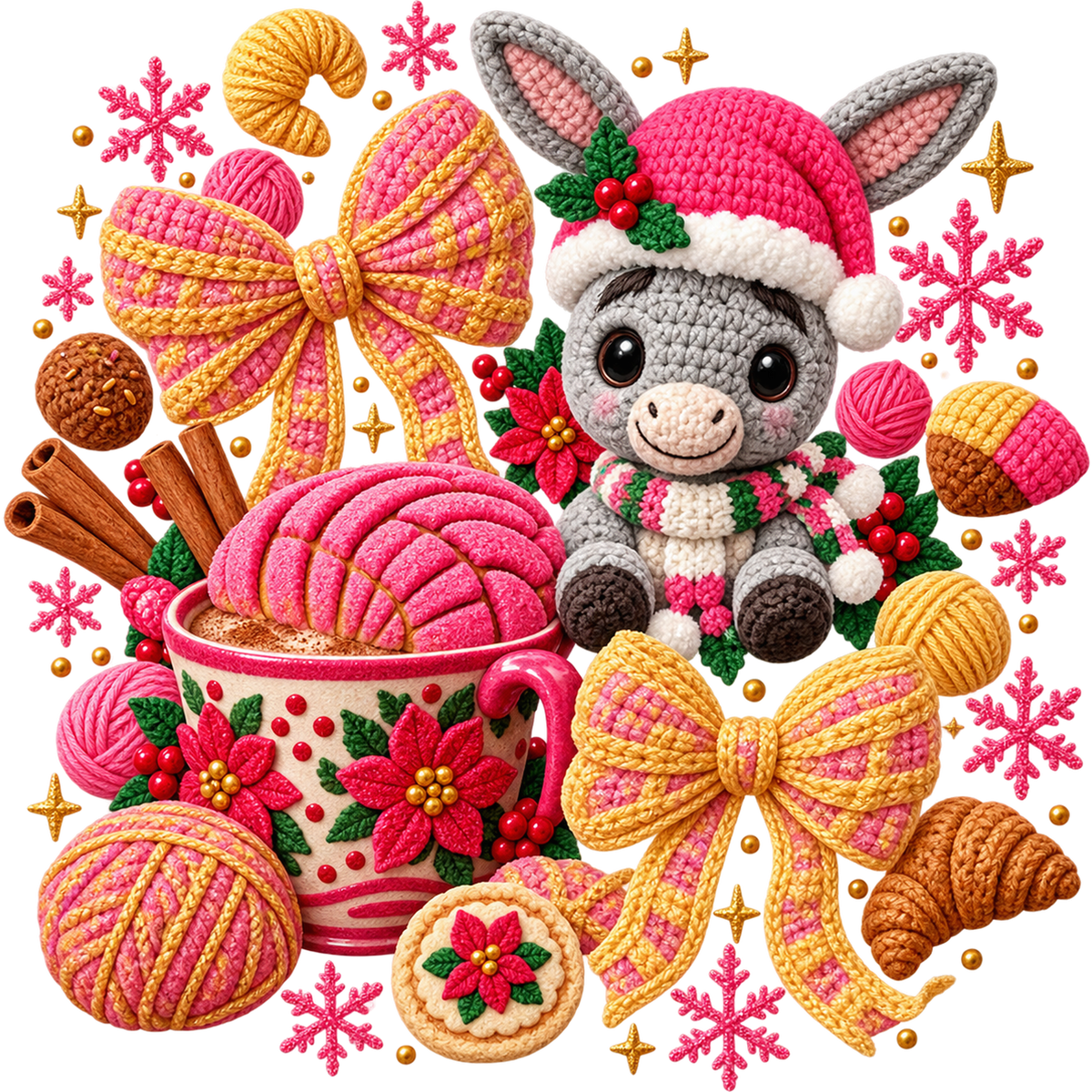 Y3-8 – Christmas Concha & Cocoa Faux Yarn DTF Transfers