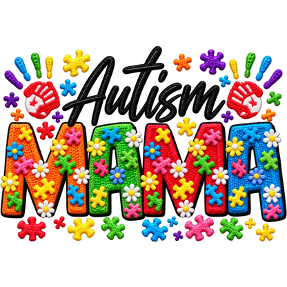 Y35 – Autism Awareness Mama Faux Yarn DTF Transfer