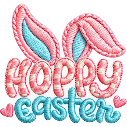 Y38 – Easter Bunny, Egg & Bow Faux Yarn DTF Transfers