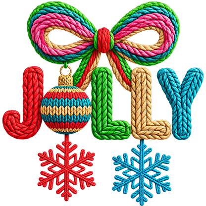 Y4 – Christmas Faux Yarn Lettering & Bow DTF Transfers
