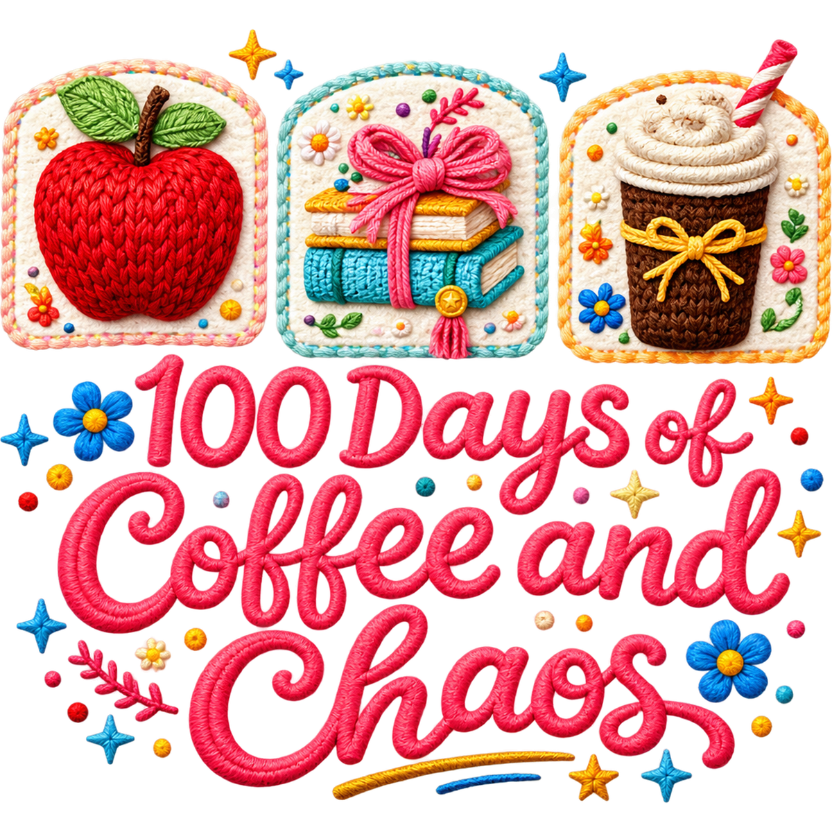 Y51 – Teacher Kindness & Coffee Faux Yarn DTF Transfers