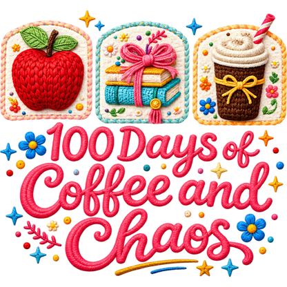 Y51 – Teacher Kindness & Coffee Faux Yarn DTF Transfers
