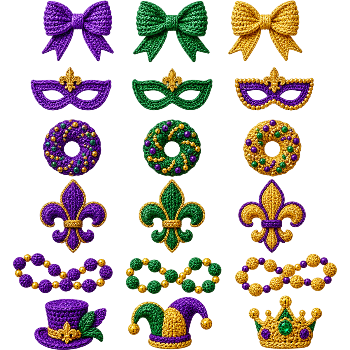 Y52-7 – Mardi Gras Faux Yarn DTF Transfers