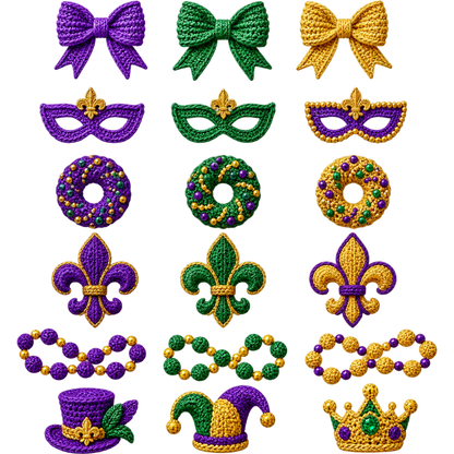 Y52-7 – Mardi Gras Faux Yarn DTF Transfers