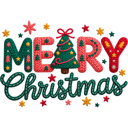 Y58 – Christmas Faux Yarn Lettering & Bow DTF Transfers