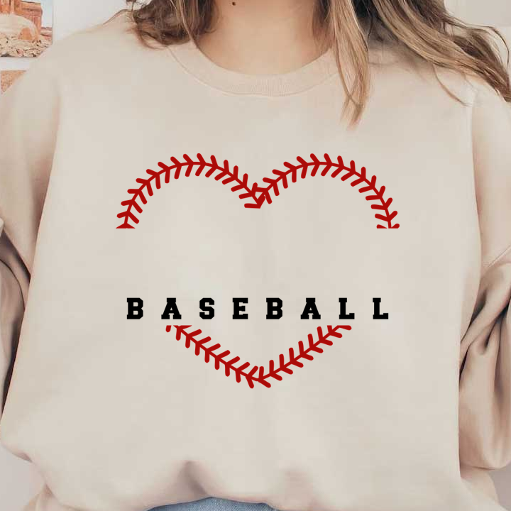 A charming heart shape formed by red baseball stitches, celebrating a love for the sport.DTF Transfers dtf transfers