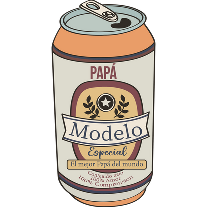 Celebrate dad with this playful "Modelo Especial" beer can design, featuring a heartfelt tribute stating he's the best dad in the world!DTF Transfers heat press transfers