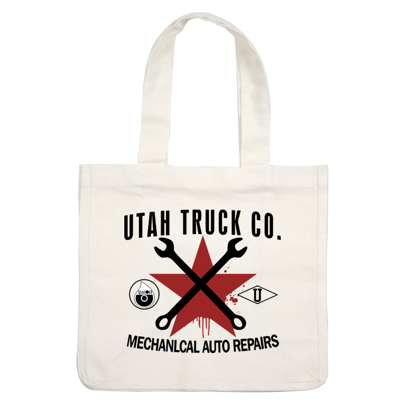 Diseño de logotipo para "Utah Truck C. Mechanical Auto Repairs", con una estrella roja y símbolos con temática automovilística.