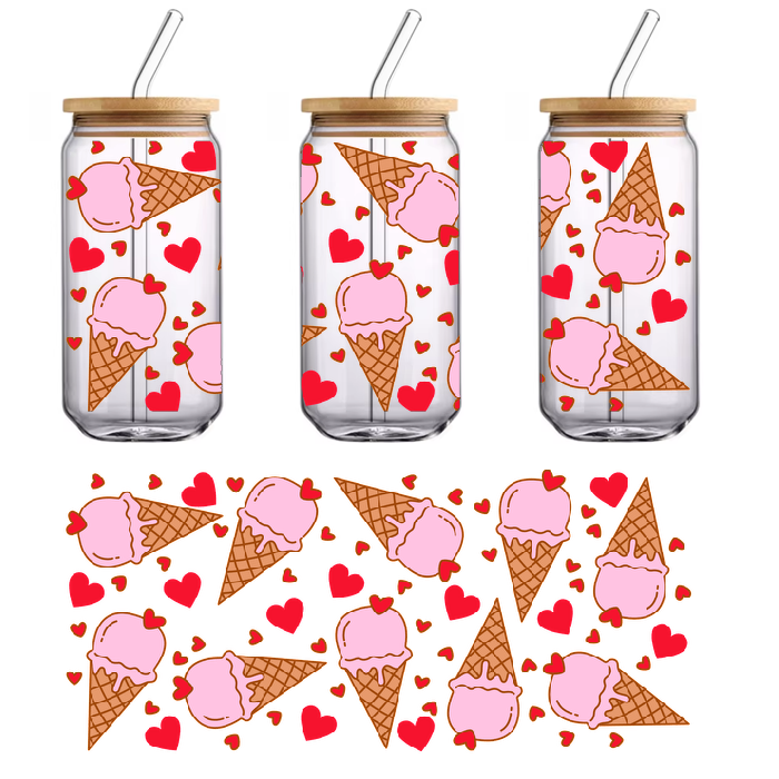 Hearts and ice cream cones.UV Transfers